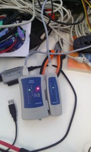 a device (Cable tester) used to test your network cable if its working or not after creating one
